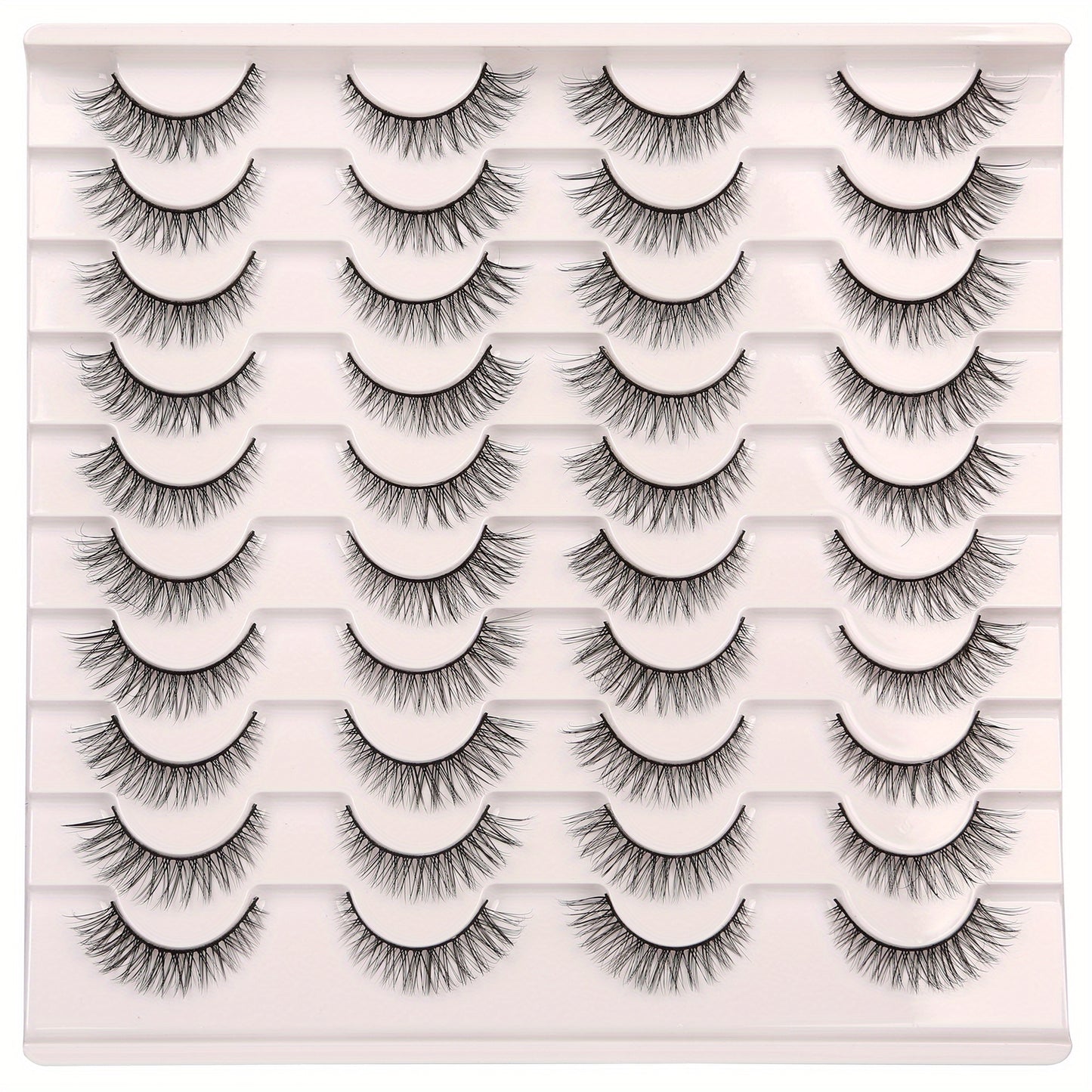 20 Pairs 3D Light Volume Natural Cross Fluffy Cat Eye False Eyelashes | Soft, Reusable, Easy to Apply | Perfect for Everyday Wear or Special Occasions