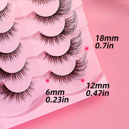 7 Pairs 8D Wispy Cat-Eye Faux Mink False Eyelashes - Dramatic Long Thick Volume Lashes Makeup Tool