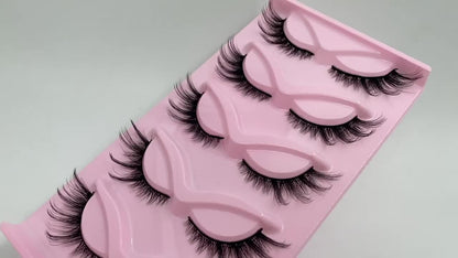 5 Pairs Natural Cat Eye Elf False Eyelashes, Fluffy Soft Dramatic 3D Faux Mink Lashes Long Wispy Eyelash Multi-layered