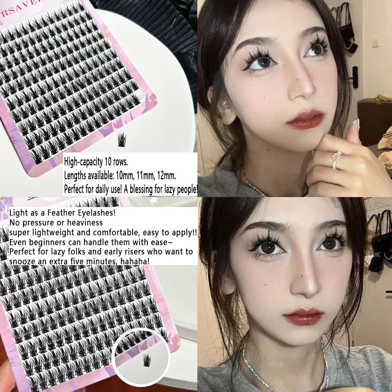 CURSAVELA 100pcs 10-Row High-Capacity Tower Spike False Eyelashes - Natural, Voluminous, and Camera-Ready for Women