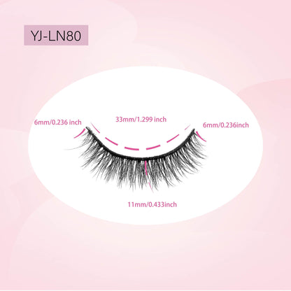 5 Pairs Fluffy Cat Eye False Eyelashes - Faux Mink, Natural Look, B/C/D Curl, 10-15mm.