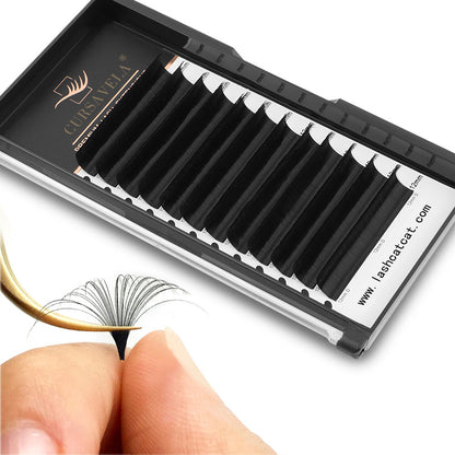 Easy Fan Eyelashes 100 pcs CURSAVELA Easy Fan Eyelashes Mega Volume Lashes Tray 8-15mm All Sizes Premium Mink Eyelash Extensions