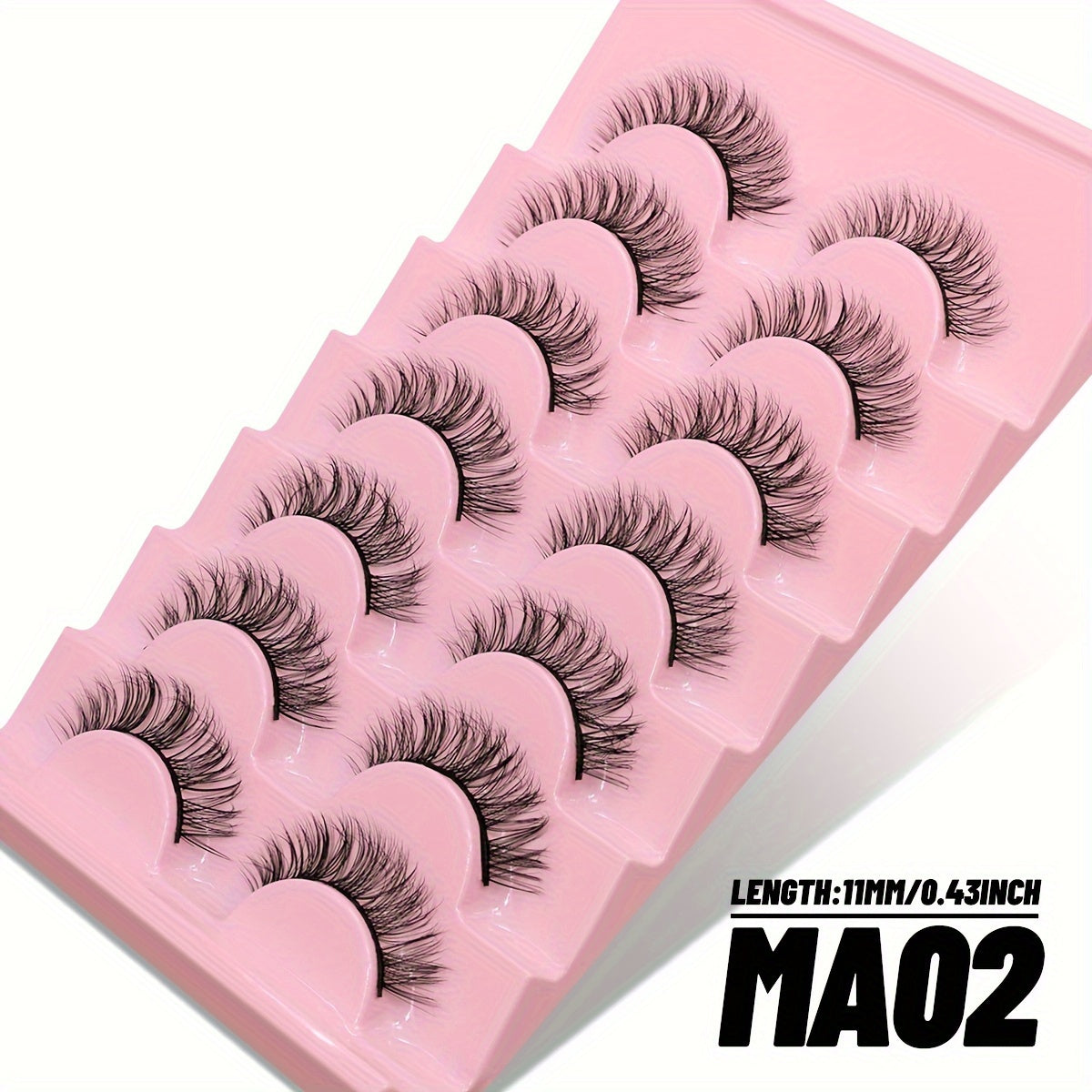 CURSAVELA 7 Pairs C Curl Luxurious 3D Faux Mink Manga Lashes - Natural Fluffy Cross Design