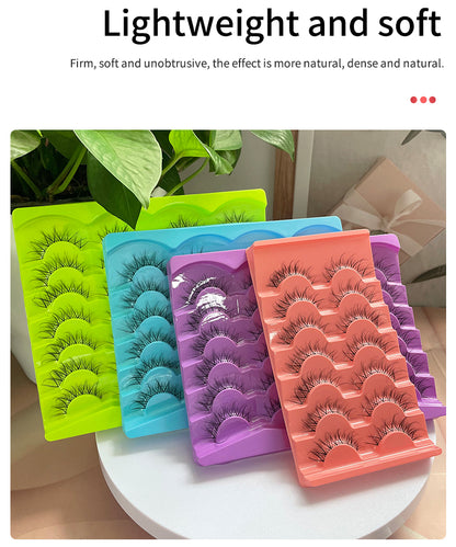 Handmade Full Strip Eyelashes, Natural Style, Synthetic Hair, Durable and Reusable False Eyelashes, Thick Colorful Custom Makeup Lashes