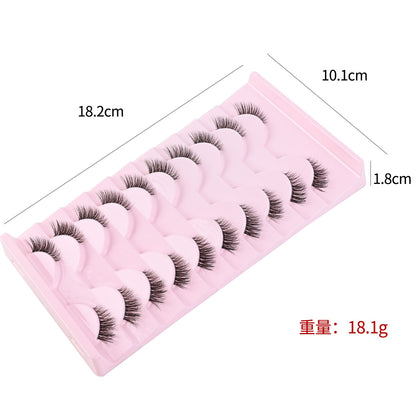 CURSAVELA Cat Eye Lengthening Transparent Stem False Eyelashes 10 Pairs/Set, Dense and Natural Tail Extension Design