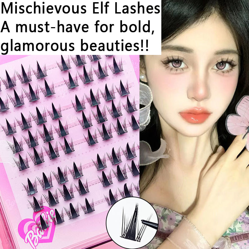 100pcs Mischievous Elf False Eyelashes - High-Volume Natural Clusters, Segment Design, Barbie Manga Style, Camera-Ready for Lazy Beginners