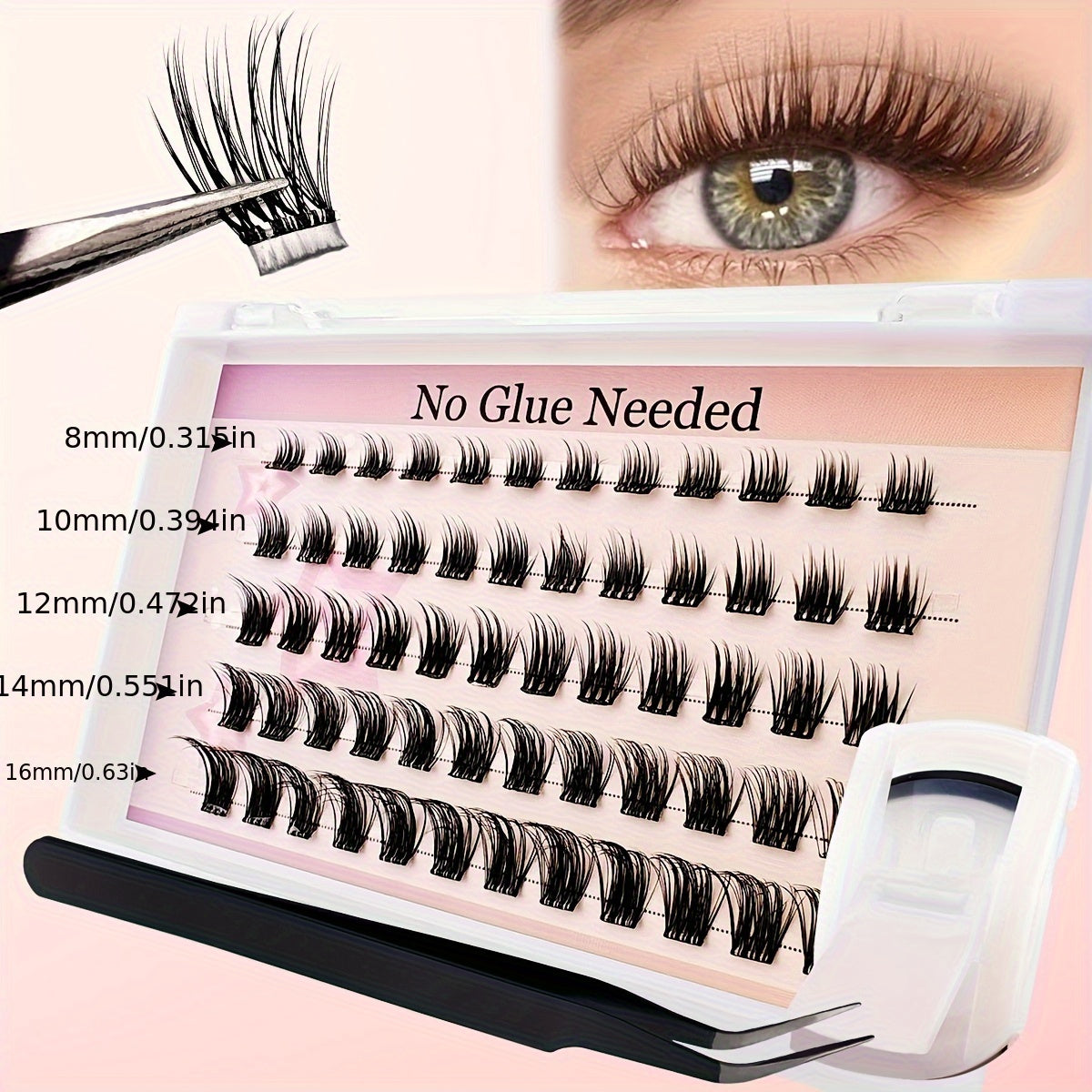 Individual DIY lashes 60 Pcs Reusable Self-Adhesive Cluster Lashes – DIY Press-On Extensions, Natural Look, 8-16mm