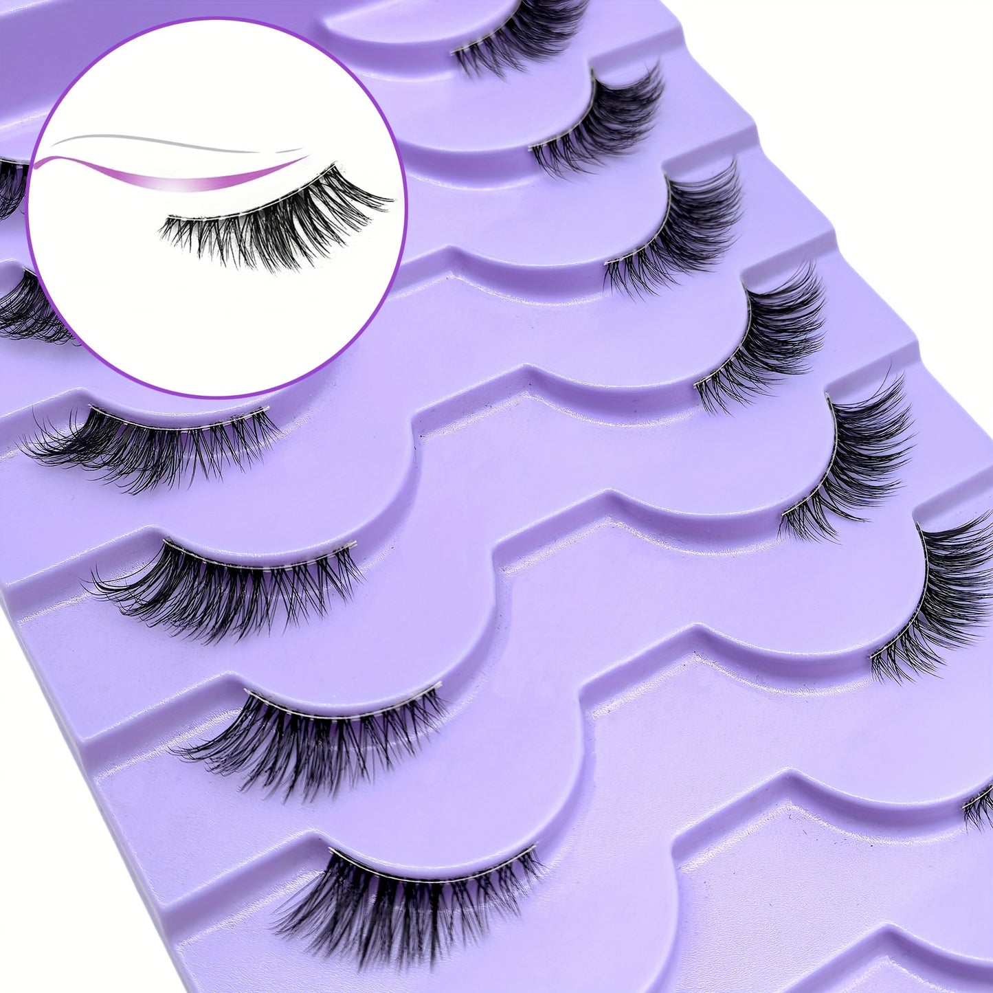 10 Pairs Half Eye False Eyelashes with Transparent Band - Slim Cat-Eye Shape, Natural Short Lashes, Soft & Easy to Apply, Perfect for Parties.