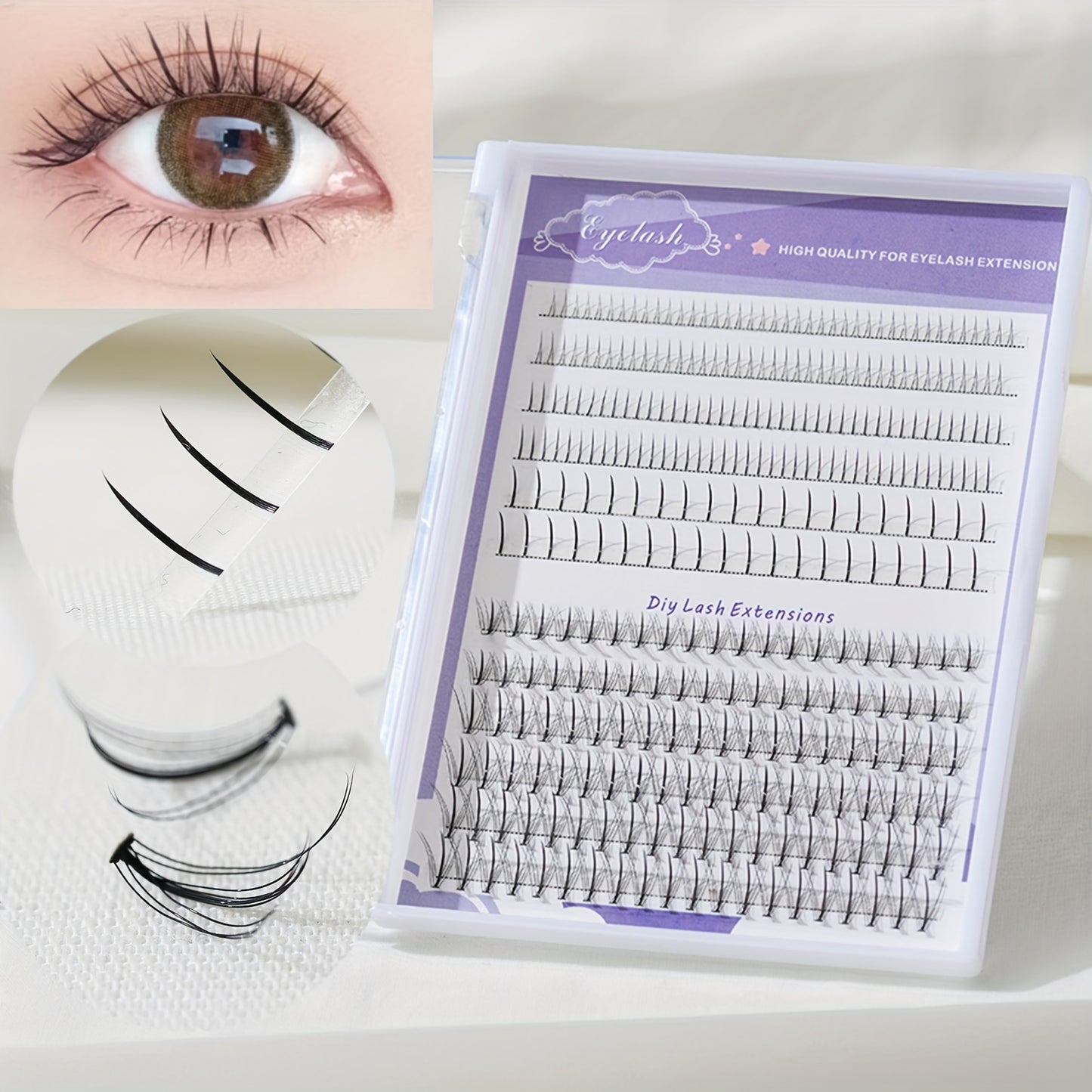 Individual  DIY lashes 320Pcs Fishtail Manga V-Shaped Bottom Lower Lashes, Mixed Length for Home Lash Extensions