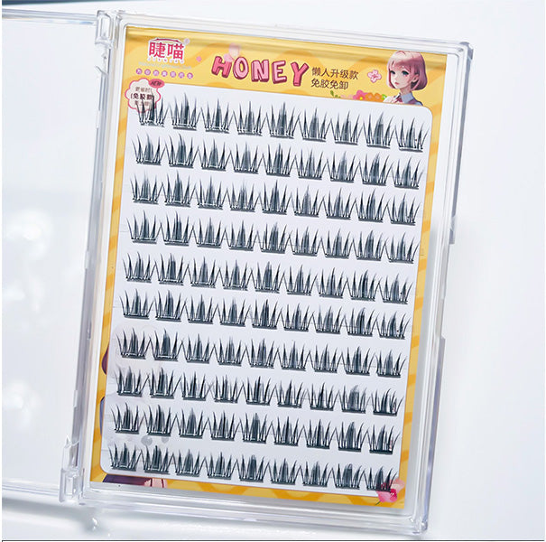 100pcs Korean Camellia Self-Adhesive Lashes - Natural, Realistic Clusters for Everyday Fairy Eyes