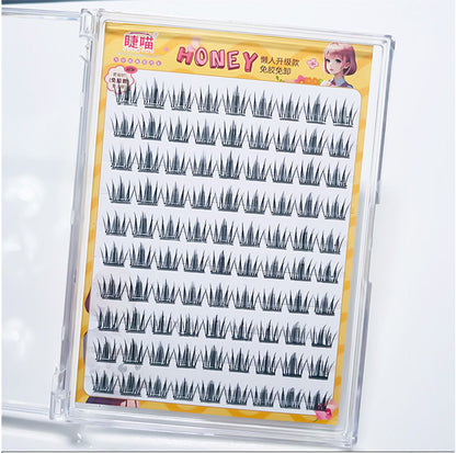 100pcs Korean Camellia Self-Adhesive Lashes - Natural, Realistic Clusters for Everyday Fairy Eyes
