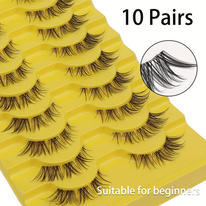 Fluffy Fox Eye False Eyelashes - Natural Look, Wispy Full Strip with Winged Ends, Reusable Faux Mink Lashes for Cosplay & Dance