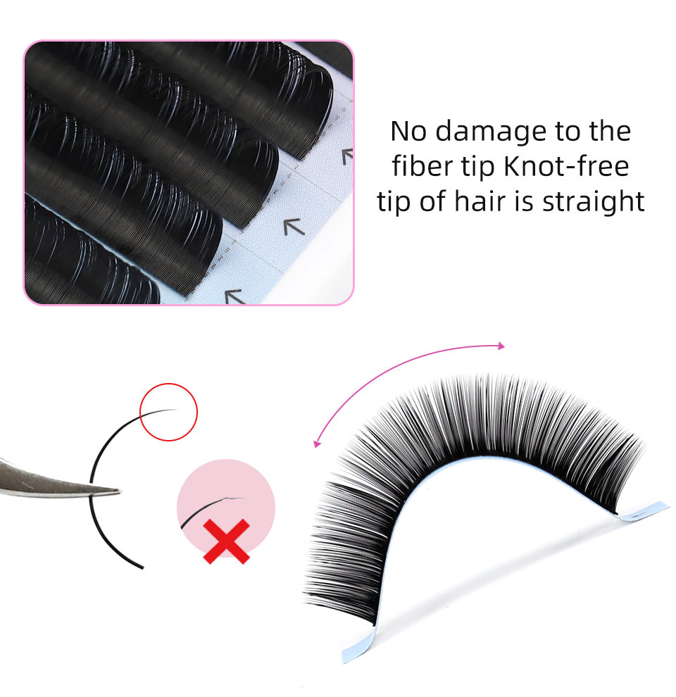 CURSAVELA Classic Volume Eyelashes 100pcs All Sizes 6-20mm Eyelashes Silk Long/Short/Lower Lashes