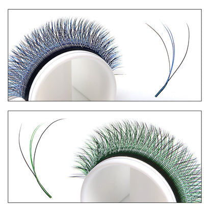 CURSAVELA Blue/Purple W Pre-Made 3D Volume Eyelashes – C/D Curl (8-15mm, 8-14mm, 8-12mm), Perfect for Cosplay