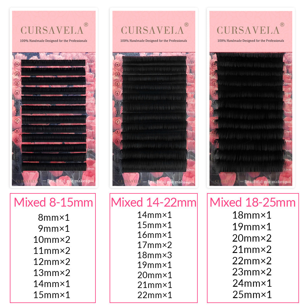 100pcs CURSAVELA Easy Fan Lashes Cashmere Matte Automatic Blooming Mink Eyelash Extensions Soft Mega Volume