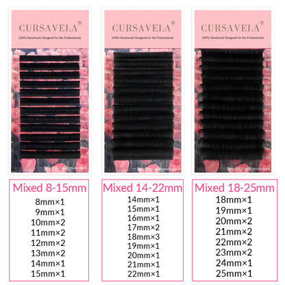 100pcs CURSAVELA Easy Fan Lashes Cashmere Matte Automatic Blooming Mink Eyelash Extensions Soft Mega Volume