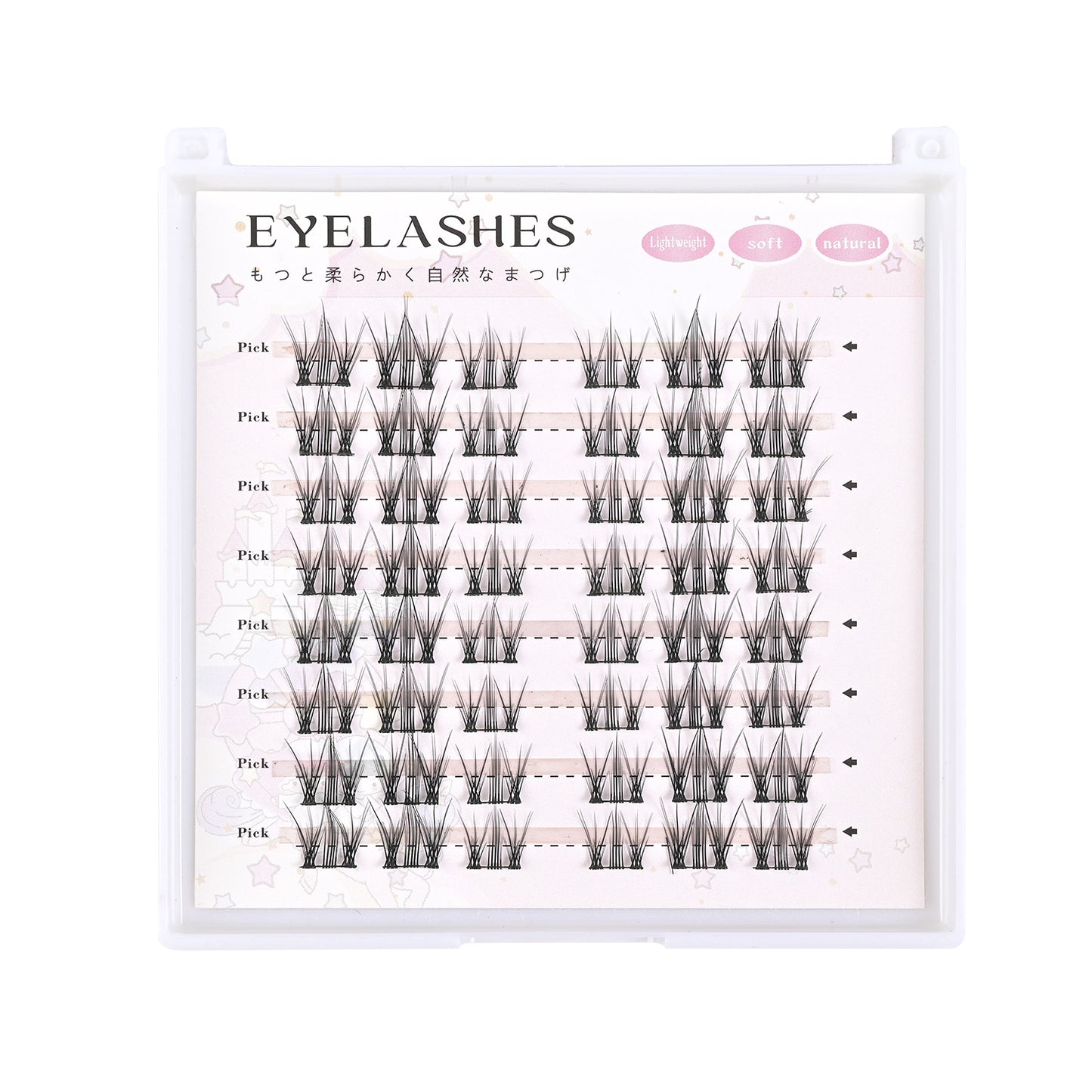 100 pcs Iceberg & Flower Sea False Eyelashes - Densely Curled, Natural-looking, with Firm Hairs, Soft & Delicate, Thin Black Stems