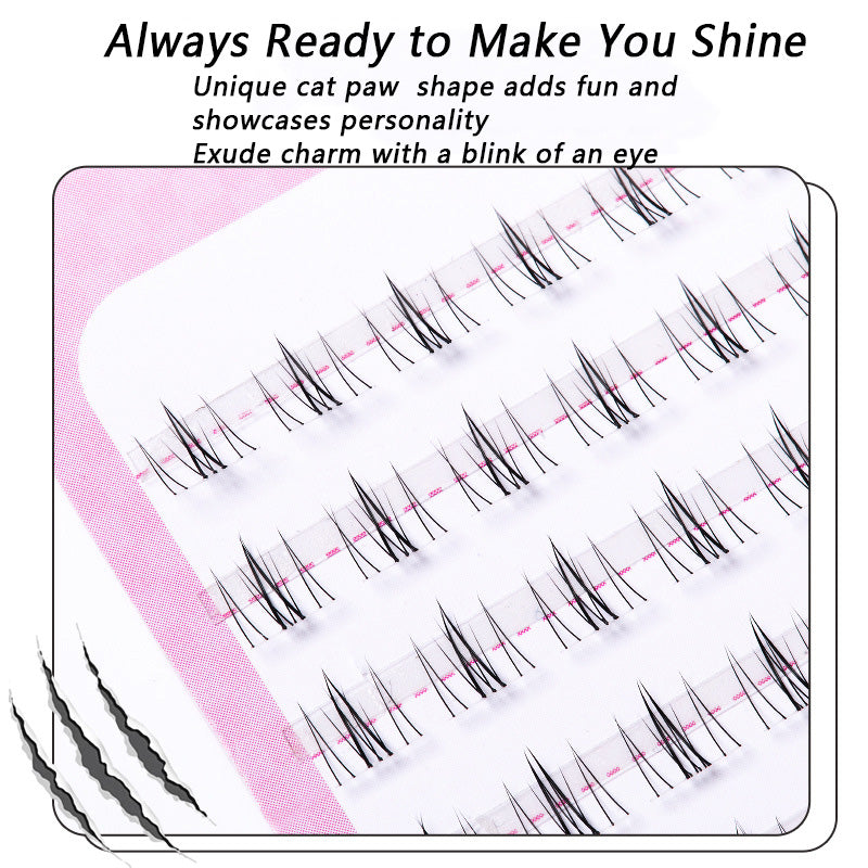 100pcs Segmented Cat-Style No-Glue Lower Lashes, Naturally Dense with Hard Stem for a Born-With-It Look