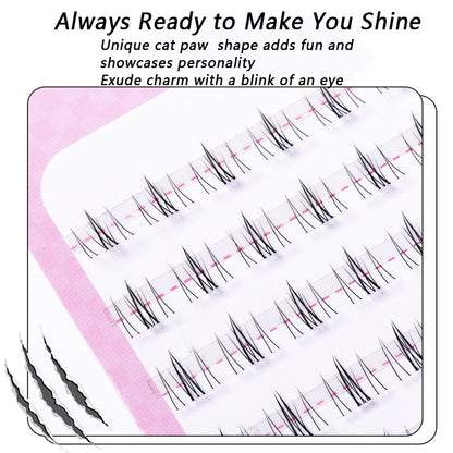 100pcs Segmented Cat-Style No-Glue Lower Lashes, Naturally Dense with Hard Stem for a Born-With-It Look