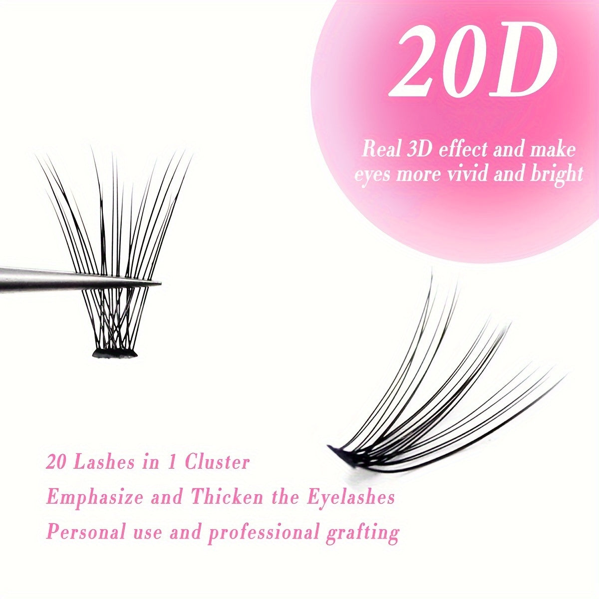 Individual DIY lashes 20D - 200 Clumps 10 Row + 140 Clumps 7 Row, Natural Curl, 8-16mm Mixed, Waterproof, 3D Effect for Daily Makeup.