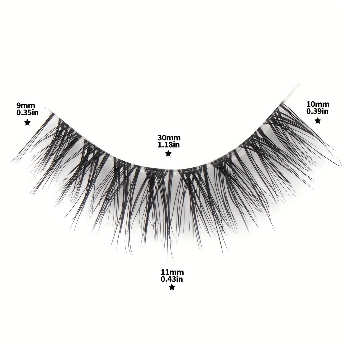 CURSAVELA 5 Pairs Natural Long Eyelashes - Transparent Stem, Fluffy & Curled, Eye-End Elongated