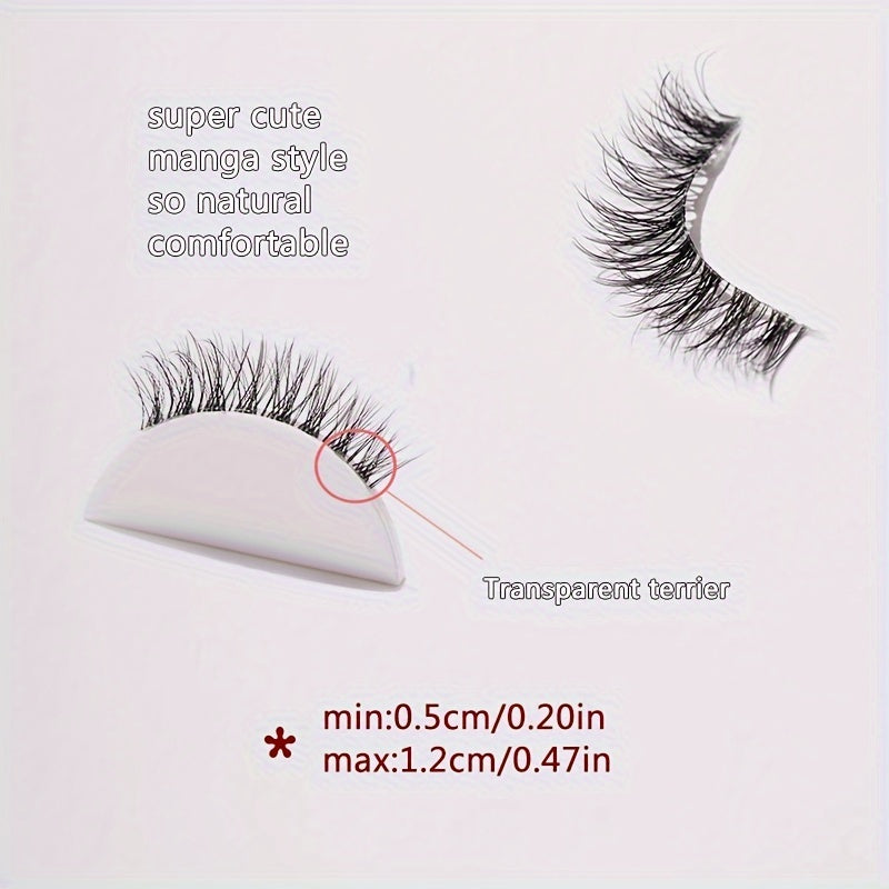 Hypoallergenic Natural Long Fish Tail False Eyelashes - 7 Pairs with Transparent Band, Soft Faux Lashes for Daily & Date Makeup