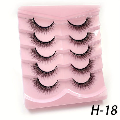 5 Pairs 3D Fluffy False Eyelashes, Wispy Natural Full Strip Lashes, Dramatic Volume Reusable Unscented for Daily Wear