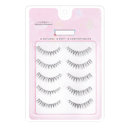 5 Pairs Self-Adhesive C Curl False Eyelashes, Mixed Lengths 6-9mm & 10-12mm - Reusable for Natural & Cosplay Looks