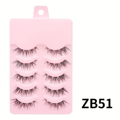 5 Pairs Cat Eye Natural False Eyelashes, End Elongated Anime Makeup False Eyelashes for Beginners & Makeup Artists, Perfect for Comic Eye Look