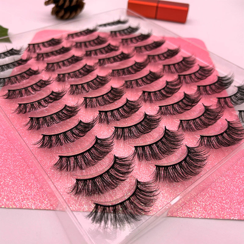 20 Pairs Reusable Faux Mink Long Eyelashes | Thick, Natural-Looking False Lashes for a Dramatic Makeup Look