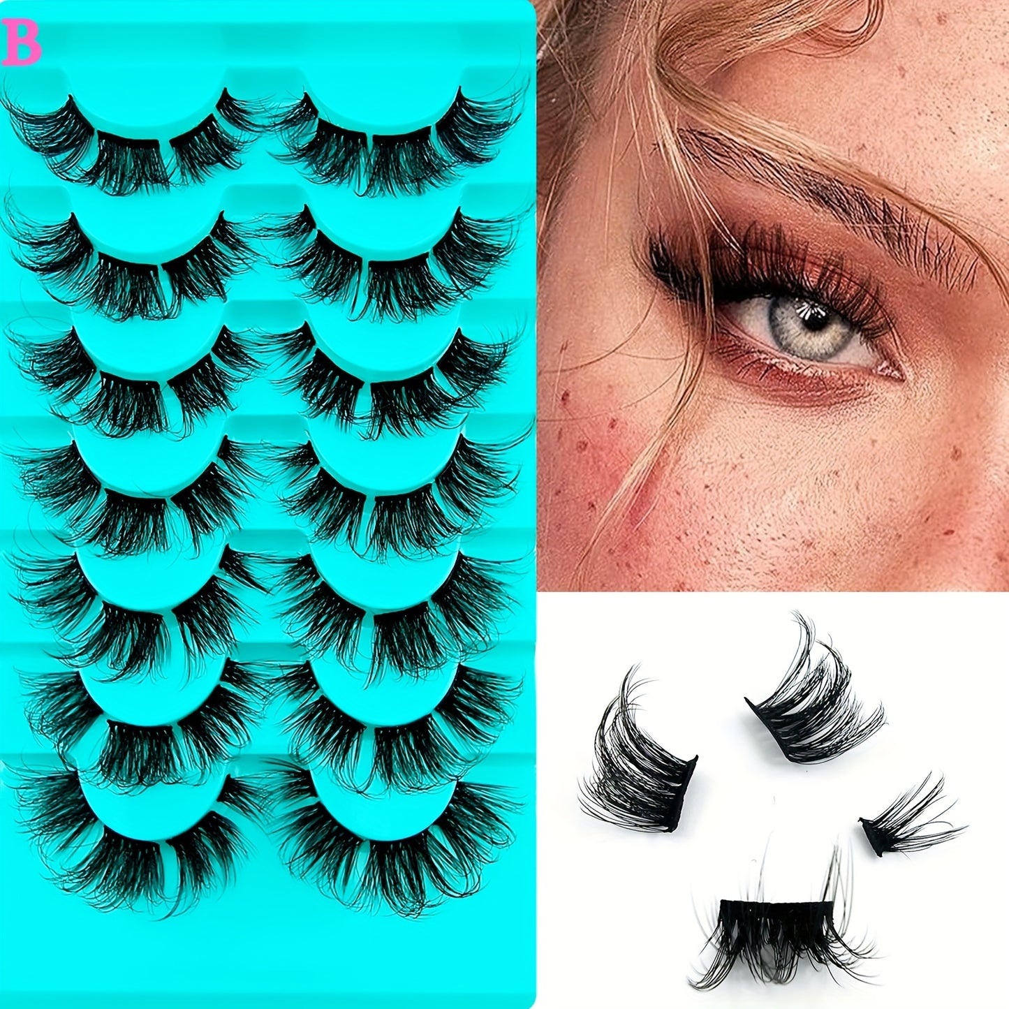 7 Pairs Eyelashes Cluster Cat Eye Curling Fluffy Thick Lashes - DIY Comfortable Sexy Faux Mink False Eyelashes