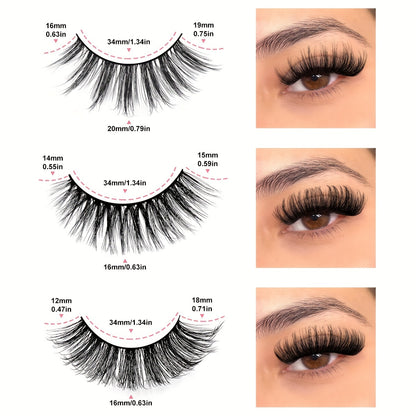 Classic Volume Eyelashes 30pcs Handmade 3D Faux Mink Eyelashes - Natural Cross Design,  Reusable, C Curl, Perfect for Daily Wear and Parties