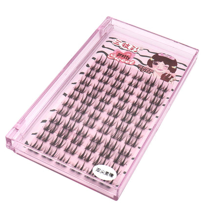 Cursavela Comic-Style Three-Segmented Double-Spike Wheat Eyelashes: Rigid Stems, Large Capacity, Realistic and Natural, an Essential Tool for Beginners and Lazy People