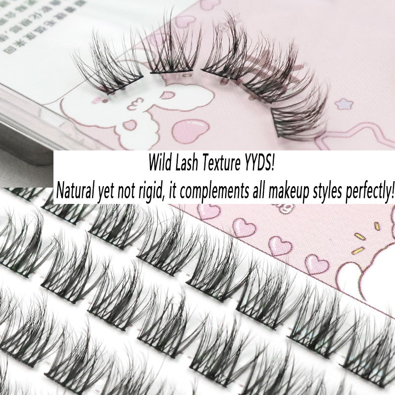 100pcs 5D Trilogy Messy Voluminous Eyelashes - 10 Trays Natural Single Cluster Lazy Series "Little Devil" Style