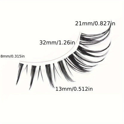 CURSAVELA Fox Eye Wispy Lashes - 5 Pairs Transparent Band 3D Curling Cat Eye Effect