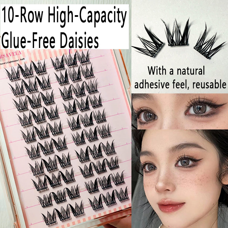 100pcs High-Capacity Glue-Free Daisy False Eyelashes - Natural Fairy Style, Perfect for Daily Wear and Beginners, Voluminous and Curly