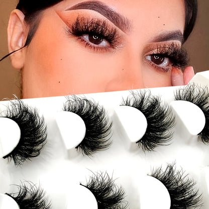 Classic Volume Eyelashes 4 Pairs of 18mm False Eyelashes – Fluffy Volume, Dramatic Faux Mink Strip Lashes