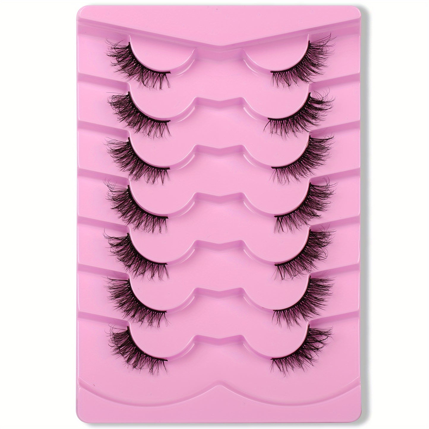 CURSAVELA 3D Faux Mink Natural Cat Eye Half Lashes, Fluffy Wispy Design, Soft Strips Fake Eyelashes (7 Pairs)