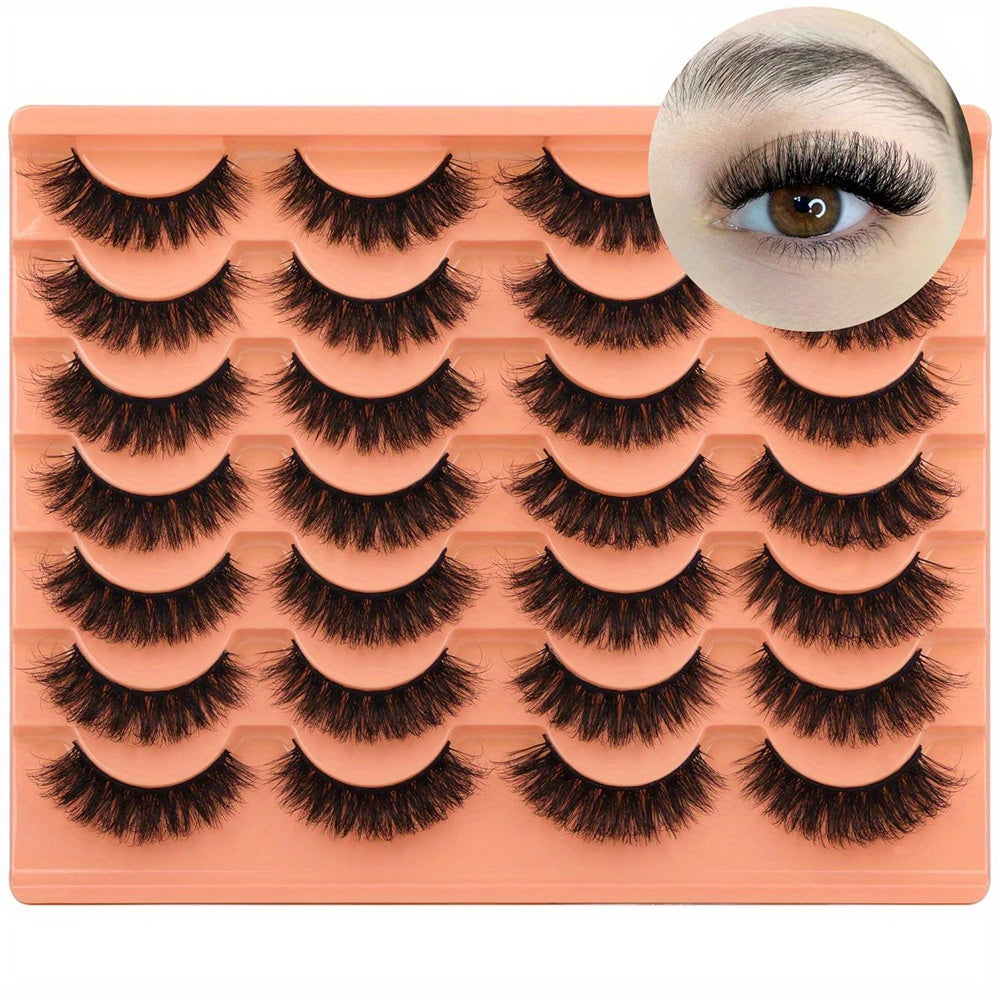 Classic Volume Eyelashes 14 Pairs Thick and Fluffy Faux Mink False Eyelashes Pack – Wispy Black Cat Eye Lashes with a Natural Look, Like Eyelash Extensions