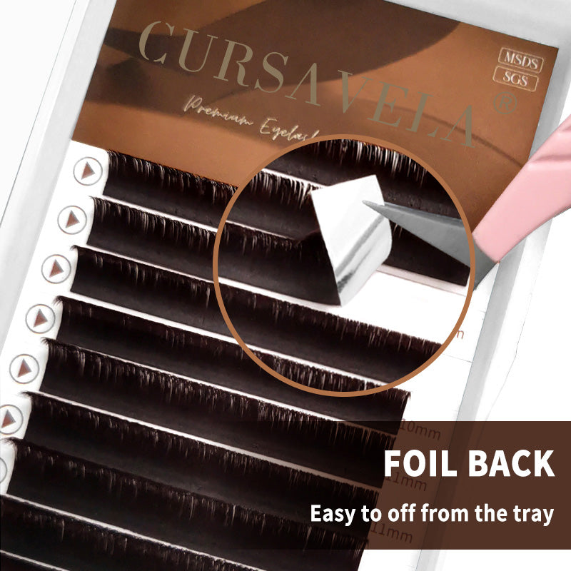 100pcs Brown Easy Fan Eyelashes Extensions – Chocolate Colored Auto-Fanning Blooming Volume Eyelash Fans