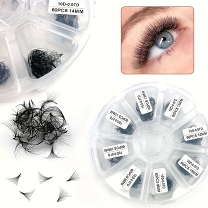 480pcs Premade Fan Cluster Lashes - 10D/12D/14D, 0.07 Thickness, D Curl, 8-15mm Lengths - Handmade Volume Eyelash Extensions for Beginners & Reusable.