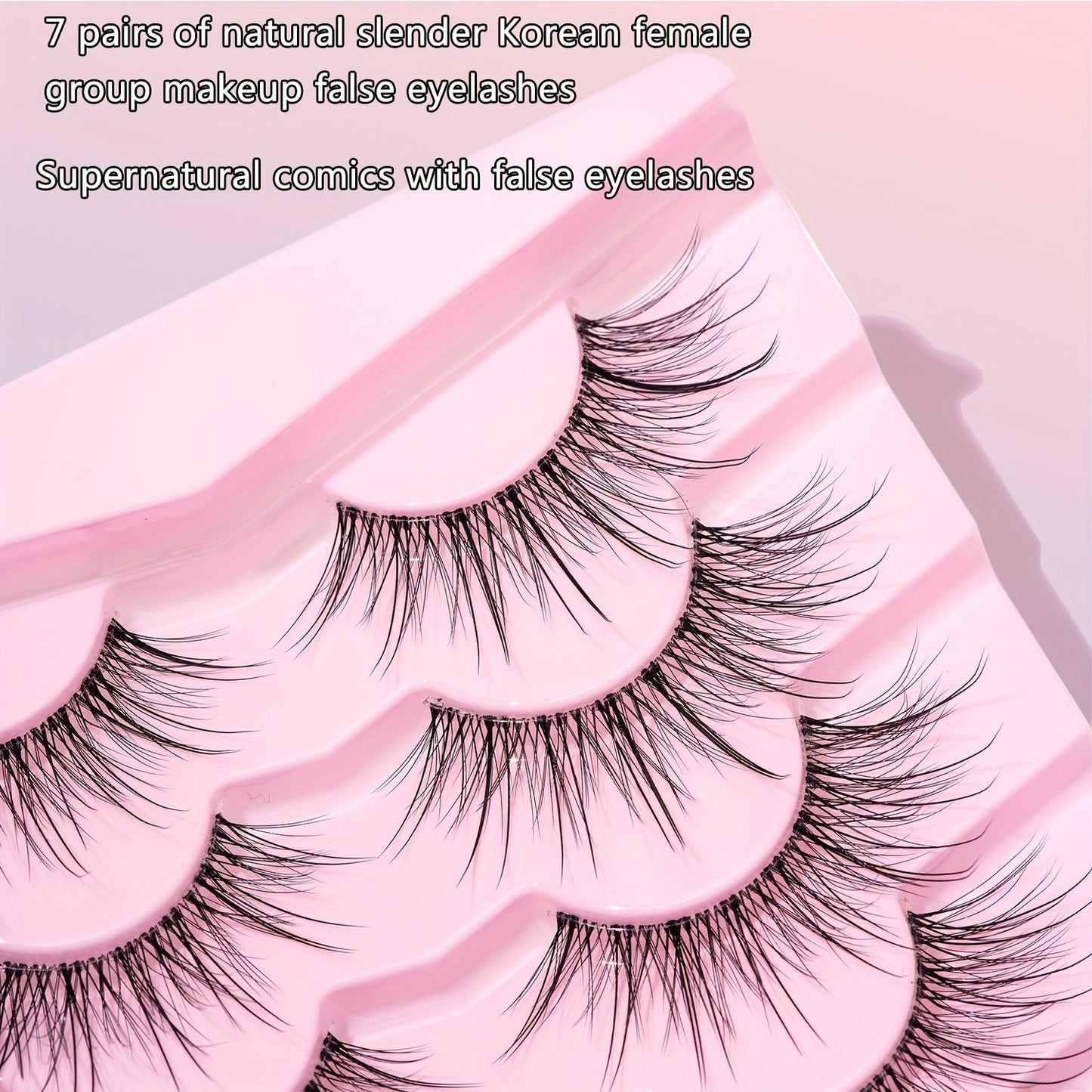 7 Pairs of Natural and Long Fish Tail Type False Eyelashes – Super Natural