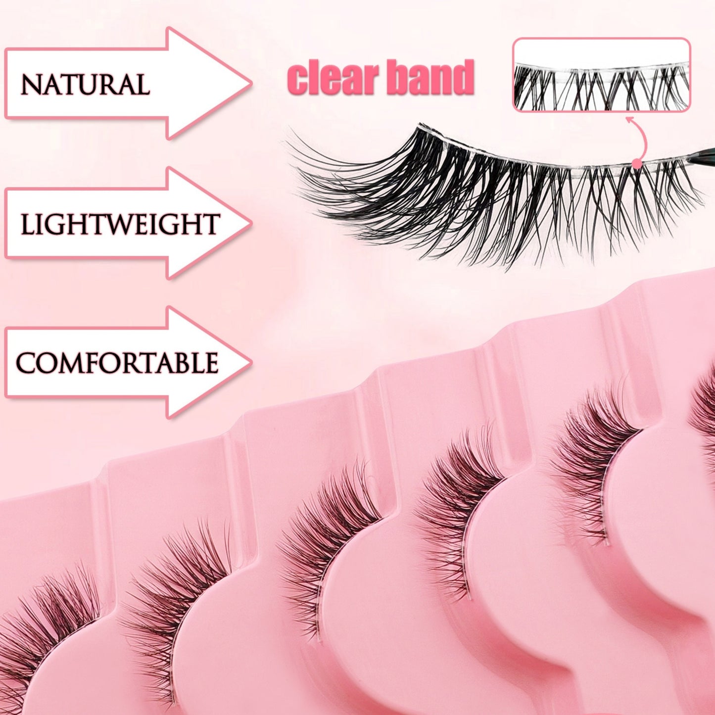 7 Pairs Fluffy Half Eye False Eyelashes Set – Faux Mink 3D Effect, Transparent Stem, Lightweight & Reusable for Natural Look