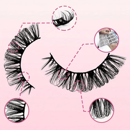 3 Pairs of 3D Fluffy Faux Mink Lashes - Handmade, Reusable, Short & Natural Look