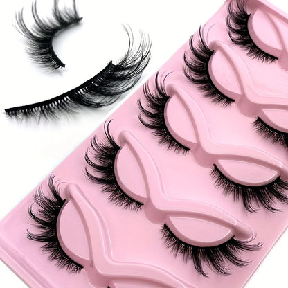 CURSAVELA 5 Pairs Fox Eye Lashes - Wispy Faux Mink Eyelashes, Fluffy Fairy Cat Eyelashes, 9D Spiky Tips False Eyelashes.