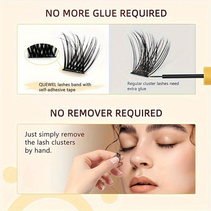 Individual DIY lashes Self-Adhesive Fluffy Cluster Eyelash Extensions - No Glue Needed, 40pcs/100pcs, Dense & Voluminous, 10-16mm Length, Easy Application, Doll & Cat Eye Look