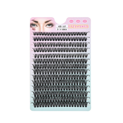 100 pcs Segmented Hot-Melt Cluster Lashes – 3D Curled, Dense, Large Capacity 14-Row Lash Set