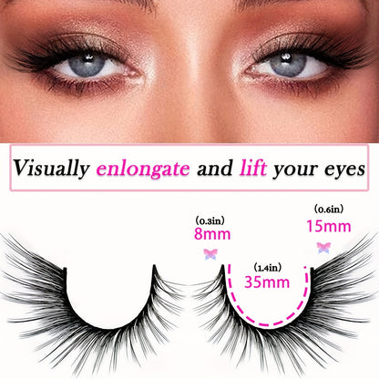 100PCS 5 Pairs of Luxurious Faux Mink False Eyelashes - Natural Look, Winged Design, Slender and Fluffy, Cat Eye and Fox Style - Lightweight, Reusable, and Easy to Apply.