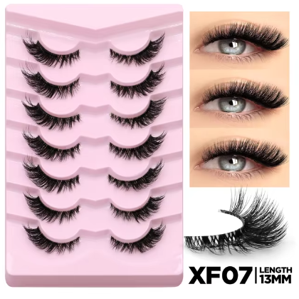 Cat Eye False Eyelashes – 5/7 Pairs Half Lashes, Fluffy Soft Invisible Band Mink Lashes