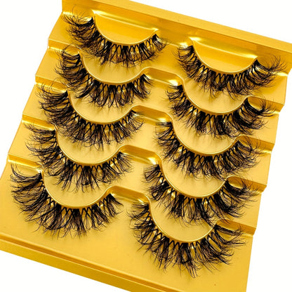 Classic Volume Eyelashes 5 Pairs Luxury Faux Mink False Eyelashes - Invisible Stem with Natural Crossed Fairy 3D Volume for Big Eye Glamour, Long-Lasting & Reusable, Hypoallergenic